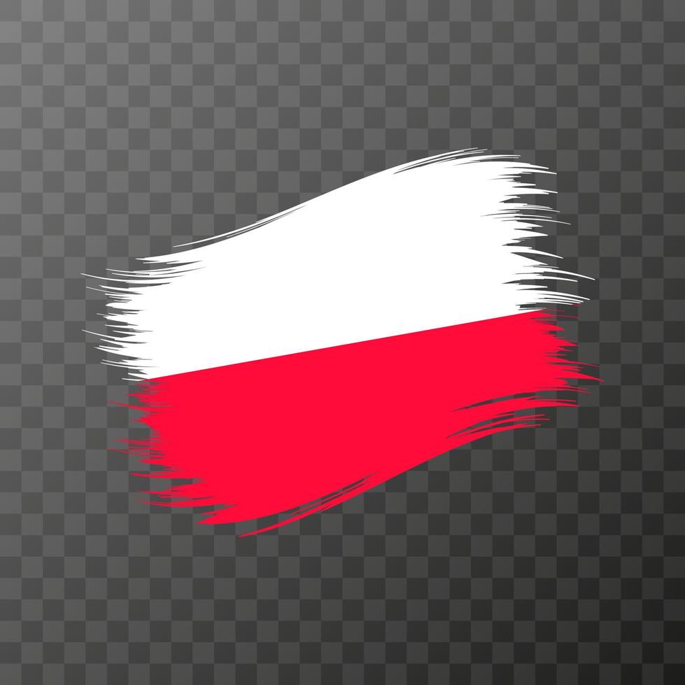 Poland national flag. Grunge brush stroke. vector