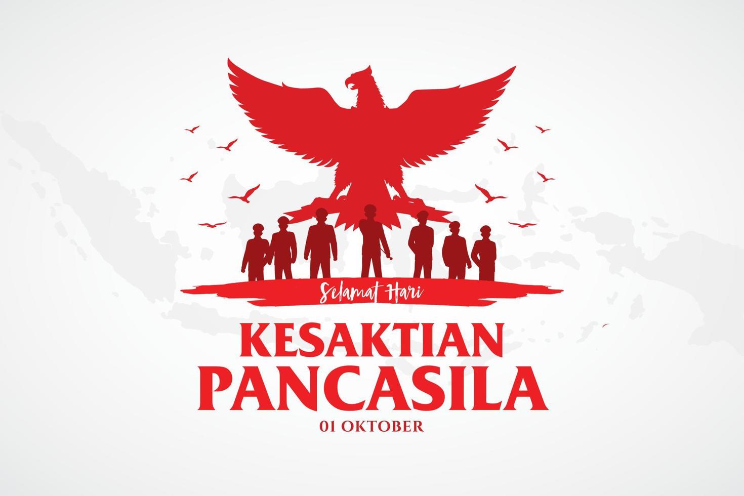 ilustración del día de la pancasila festiva indonesia. traducción, 01 de octubre, conmemoración del día de la santidad de la pancasila vector