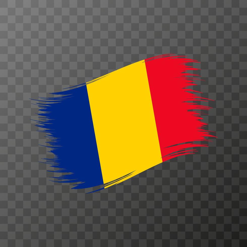 Romania national flag. Grunge brush stroke. vector