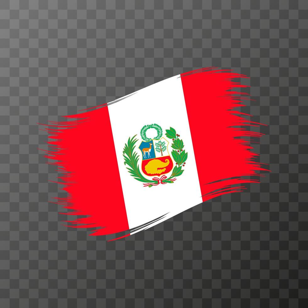 Peru national flag. Grunge brush stroke. Vector illustration