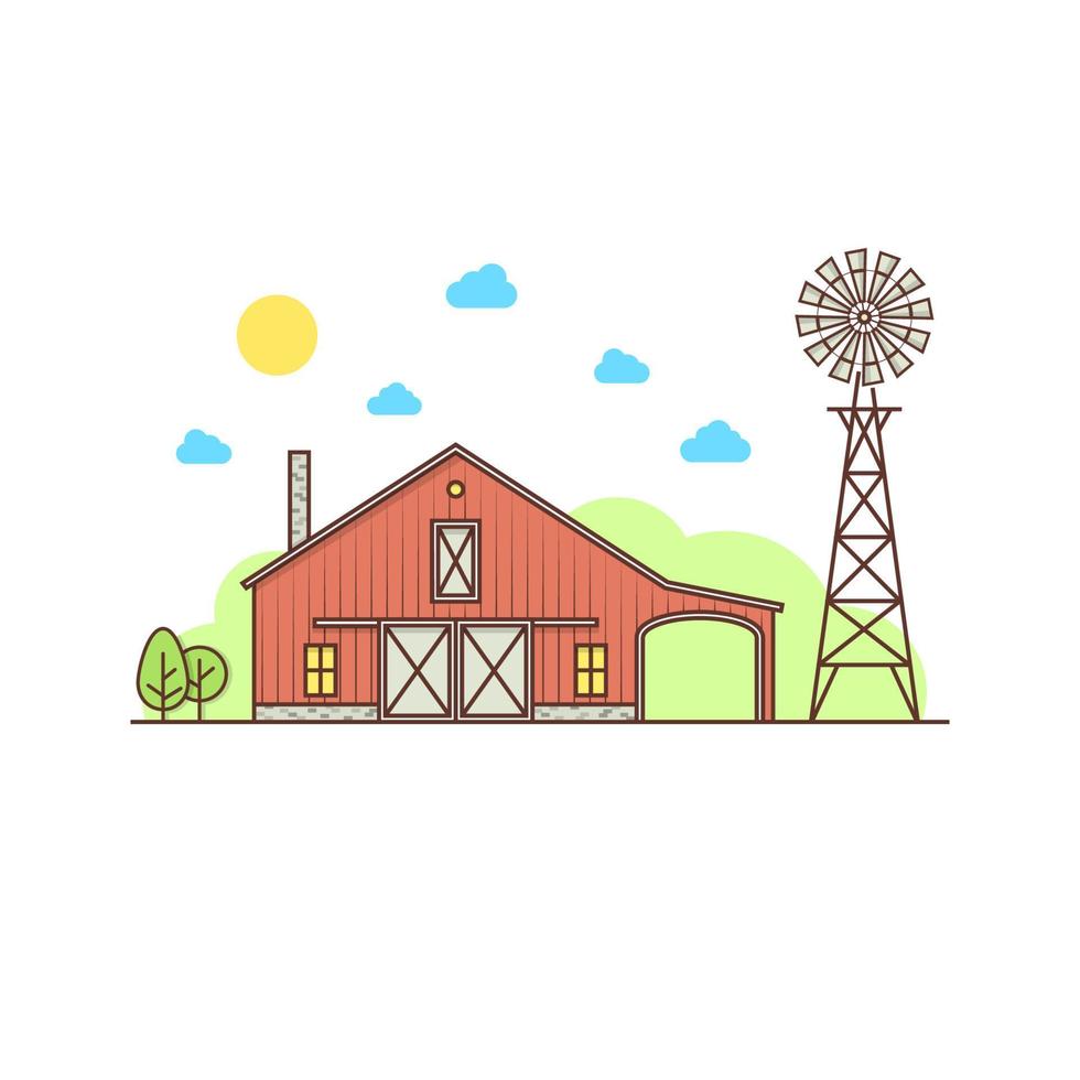 Thin line american farm icon. vector