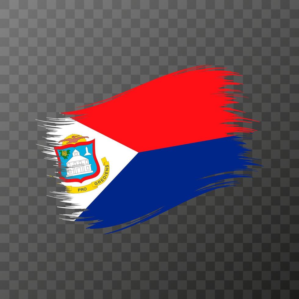 Sint Maarten national flag. Grunge brush stroke. vector