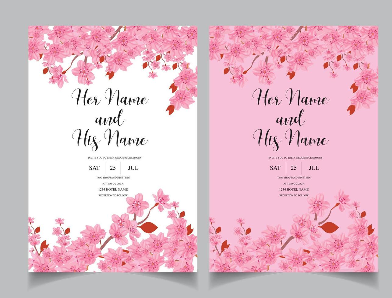 hermoso diseño floral de la tarjeta de invitación de boda vector