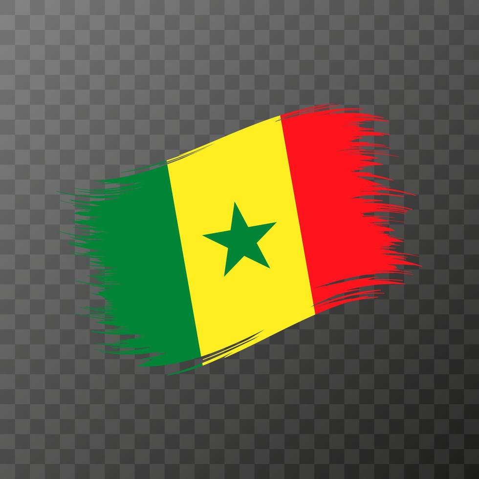 bandera nacional senegalesa. trazo de pincel grunge. vector