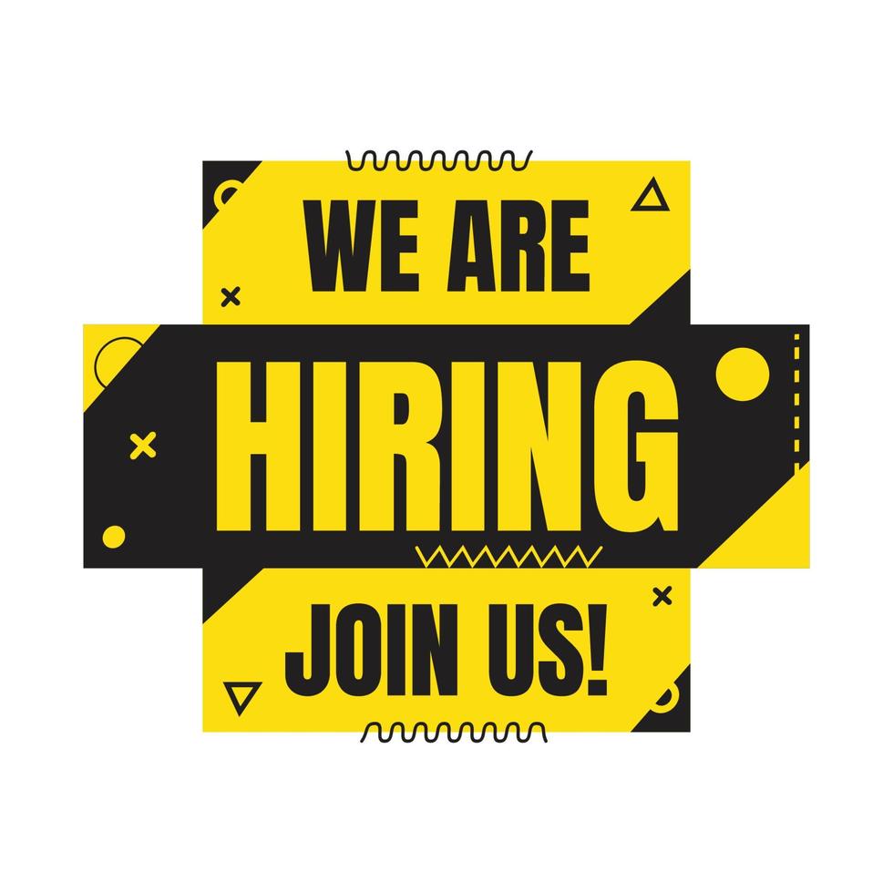 We are hiring join us announcement, Job vacancy join our team sign vector