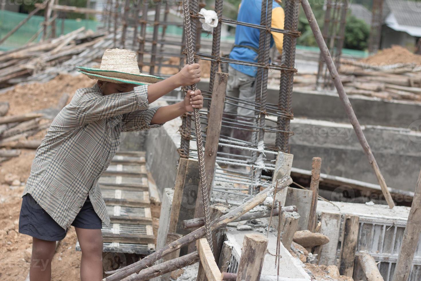 Children are forced to work because of poverty., Violence children and trafficking concept,Anti-child labor, Rights Day on December 10. photo