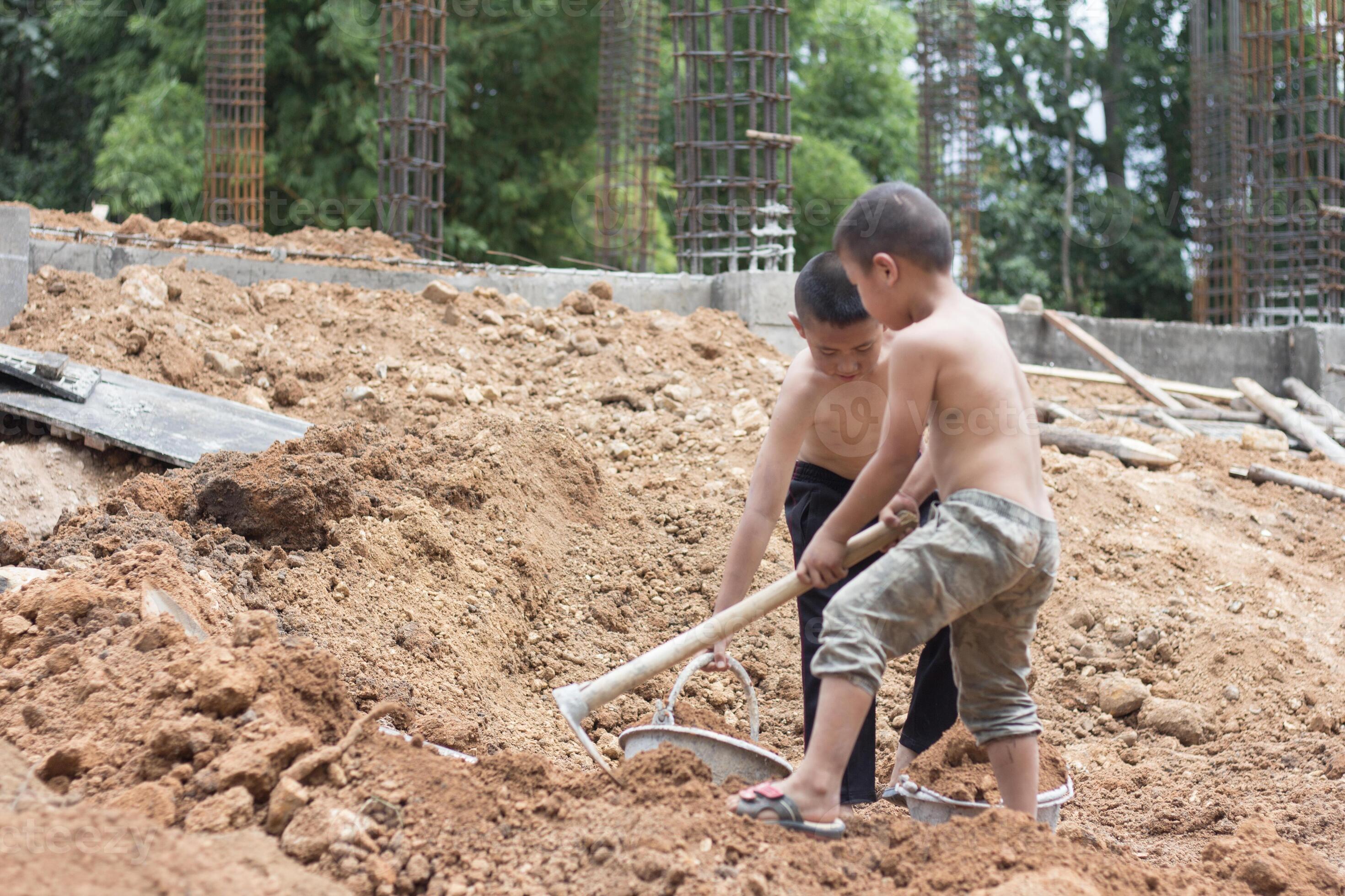 Two children were forced to work on construction because of poverty