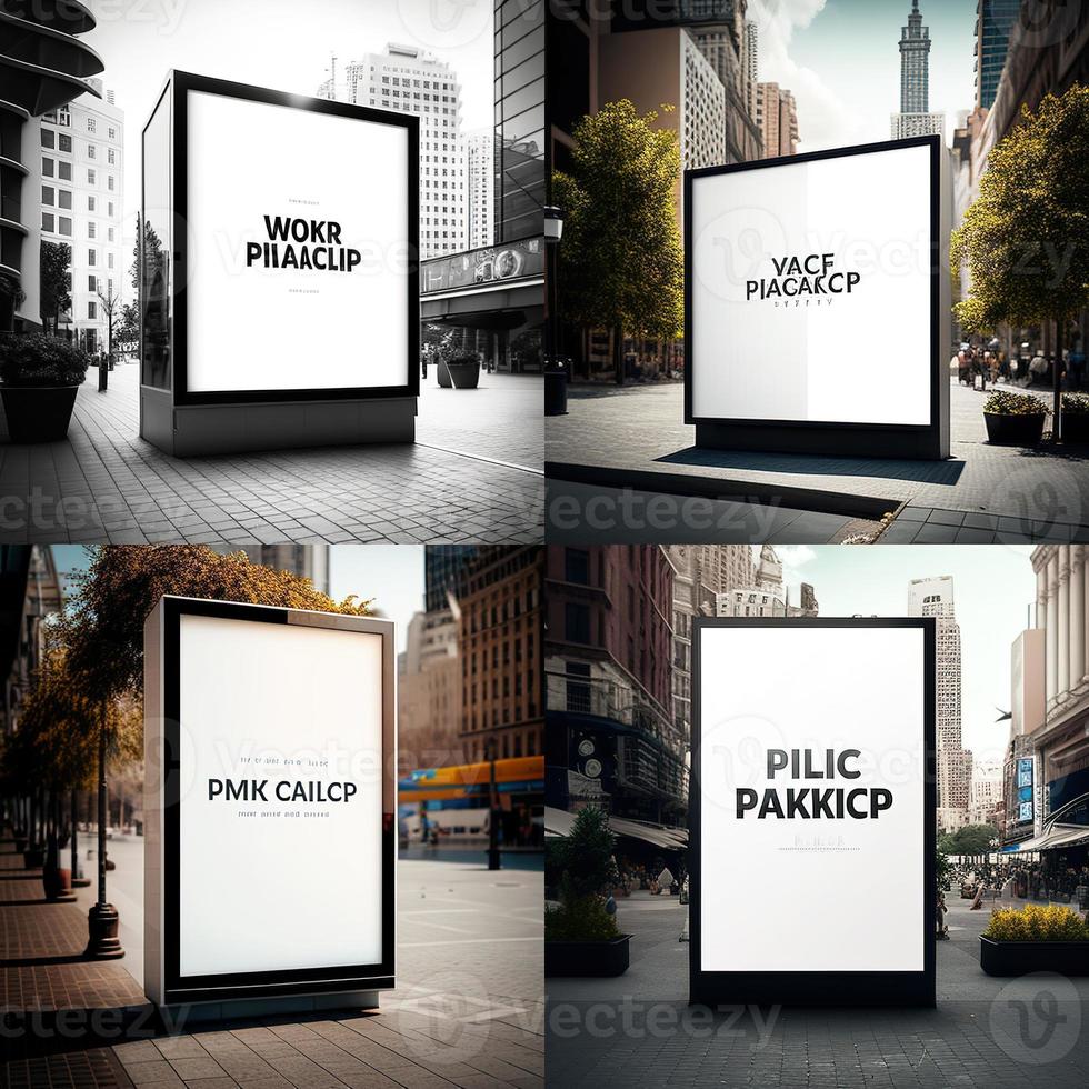 Blank place advertising screen. Poster mockup. Banner mockup. Billboard mockup. Light box showcase mockup. photo