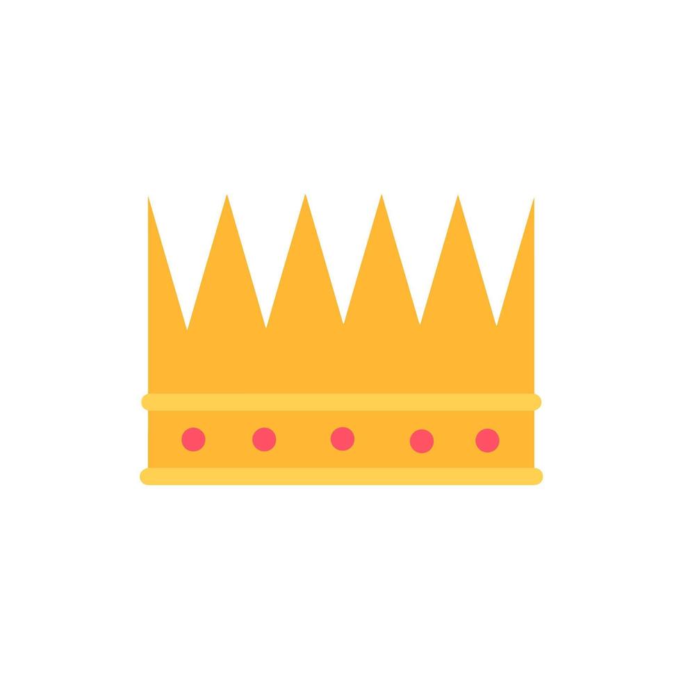 Crown of king icon. Queen golden tiara. Medieval attribute of monarch. Symbol of success and victory, awards. Flat cartoon vector