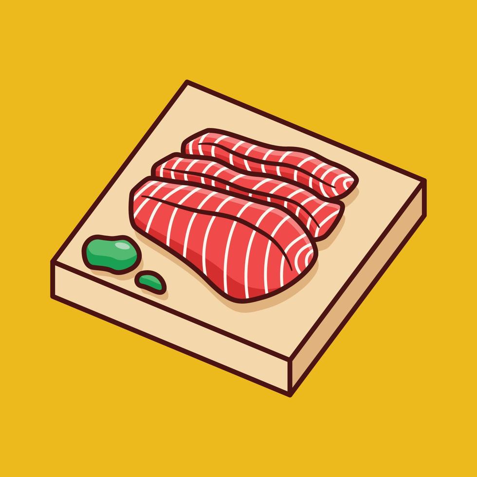 cute sashimi japanese food illustration in flat design vector