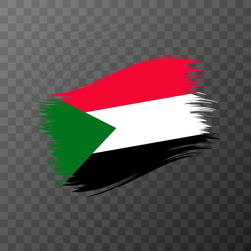 Sudan national flag. Grunge brush stroke. vector