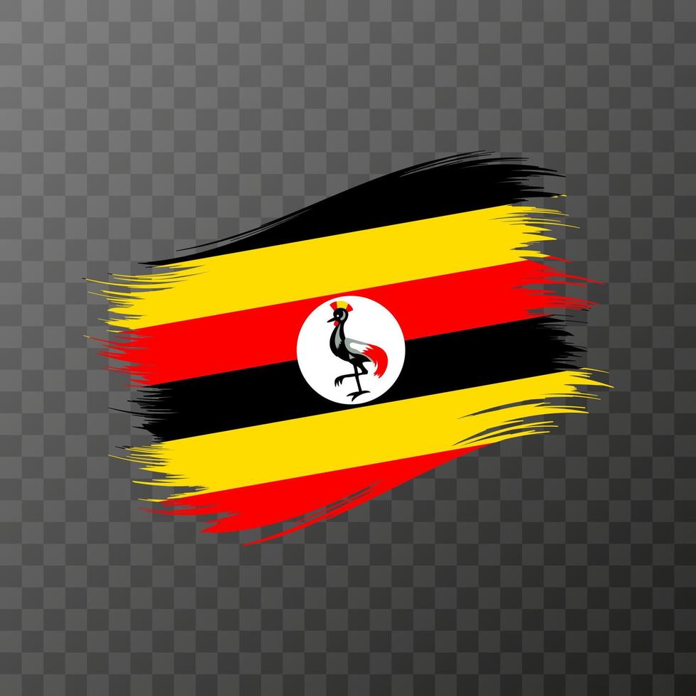 Uganda national flag. Grunge brush stroke. vector