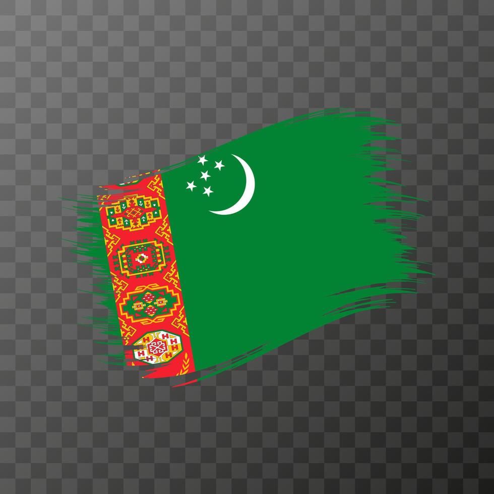 bandera nacional de turkmenistán. trazo de pincel grunge. vector