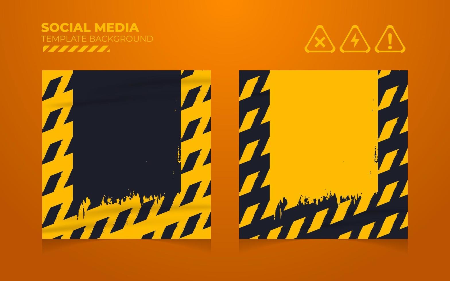 Social media post template background vector, editable post template social media banners with grunge warning system mark illustration vector