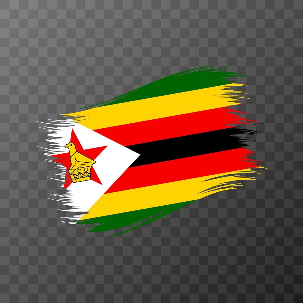 Zimbabwe national flag. Grunge brush stroke. vector