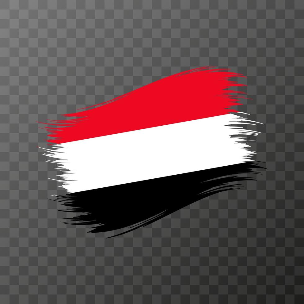 Yemen national flag. Grunge brush stroke. vector