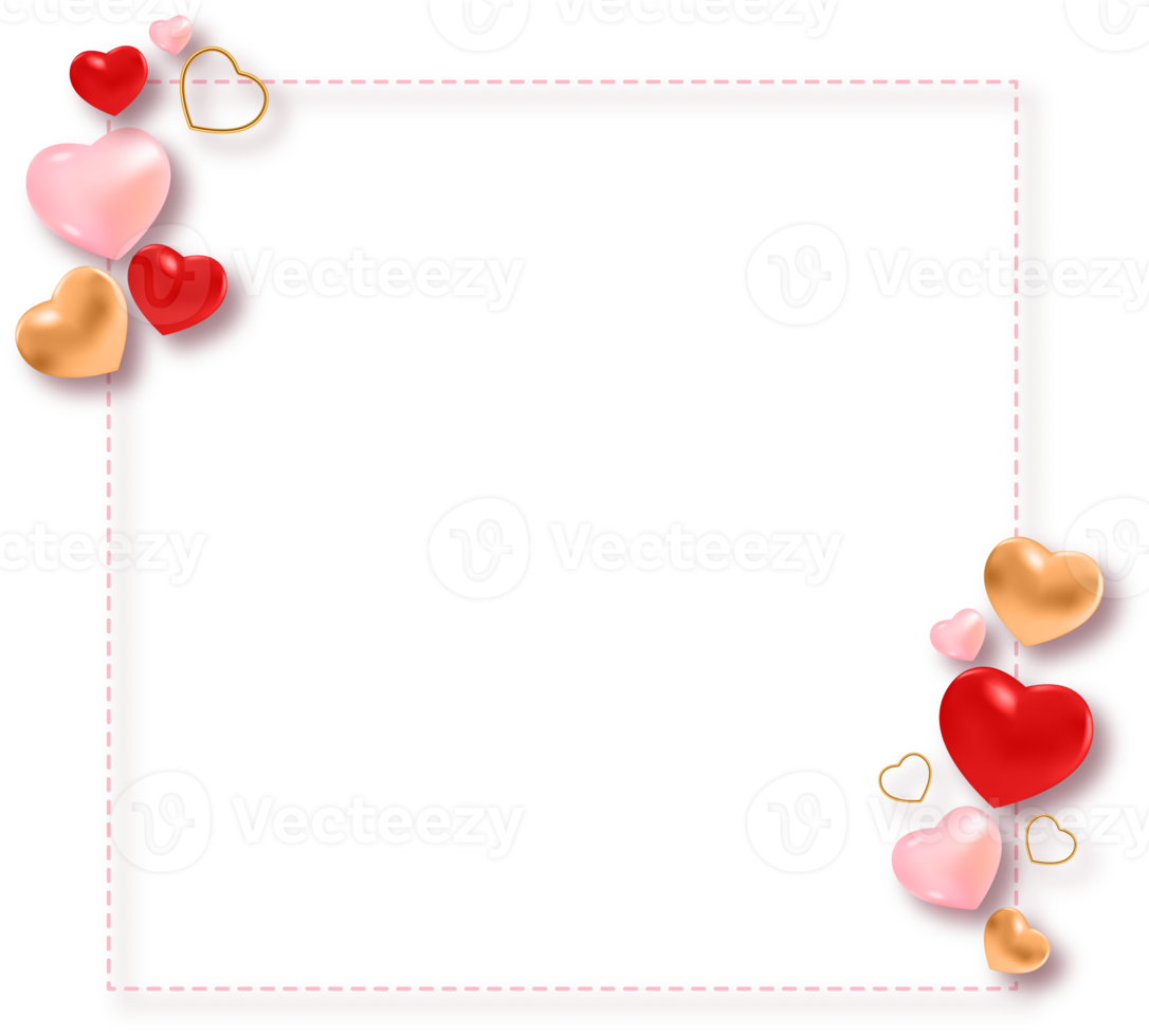 Valentine's Day Frame with Hearts png