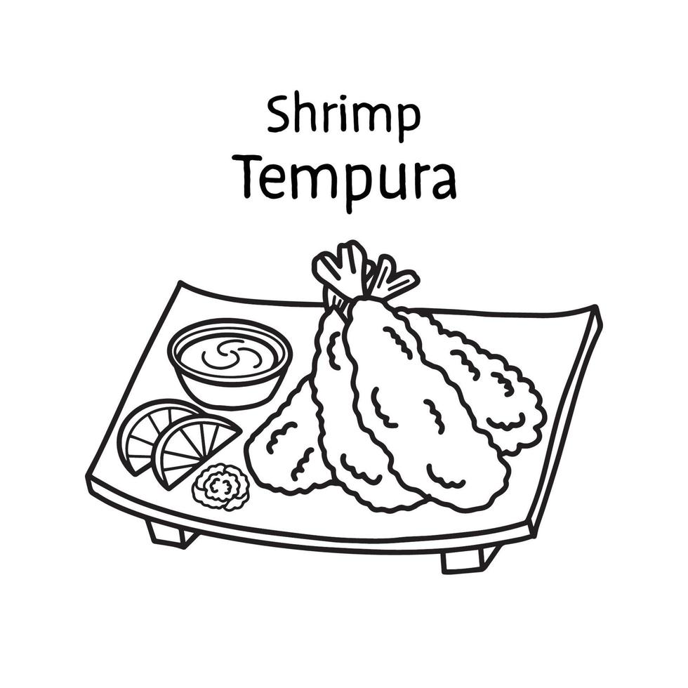 tempura - ilustración de vector de comida japonesa.