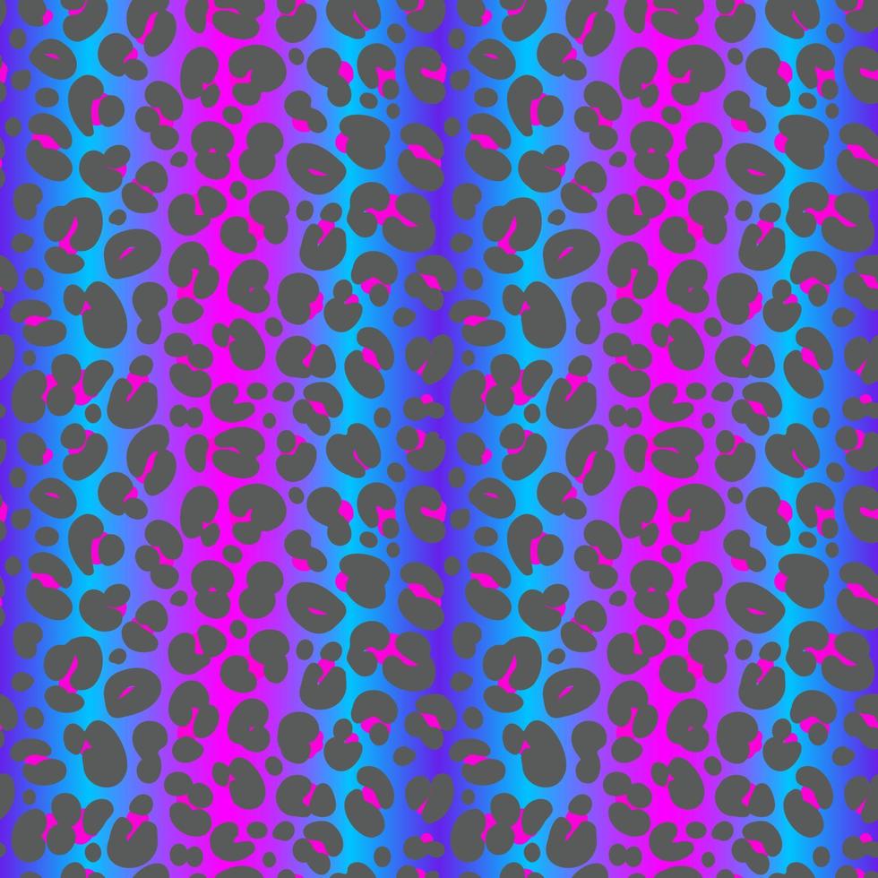 Patrón sin fisuras de leopardo de neón. Fondo manchado de colores brillantes. impresión animal del arco iris del vector. vector