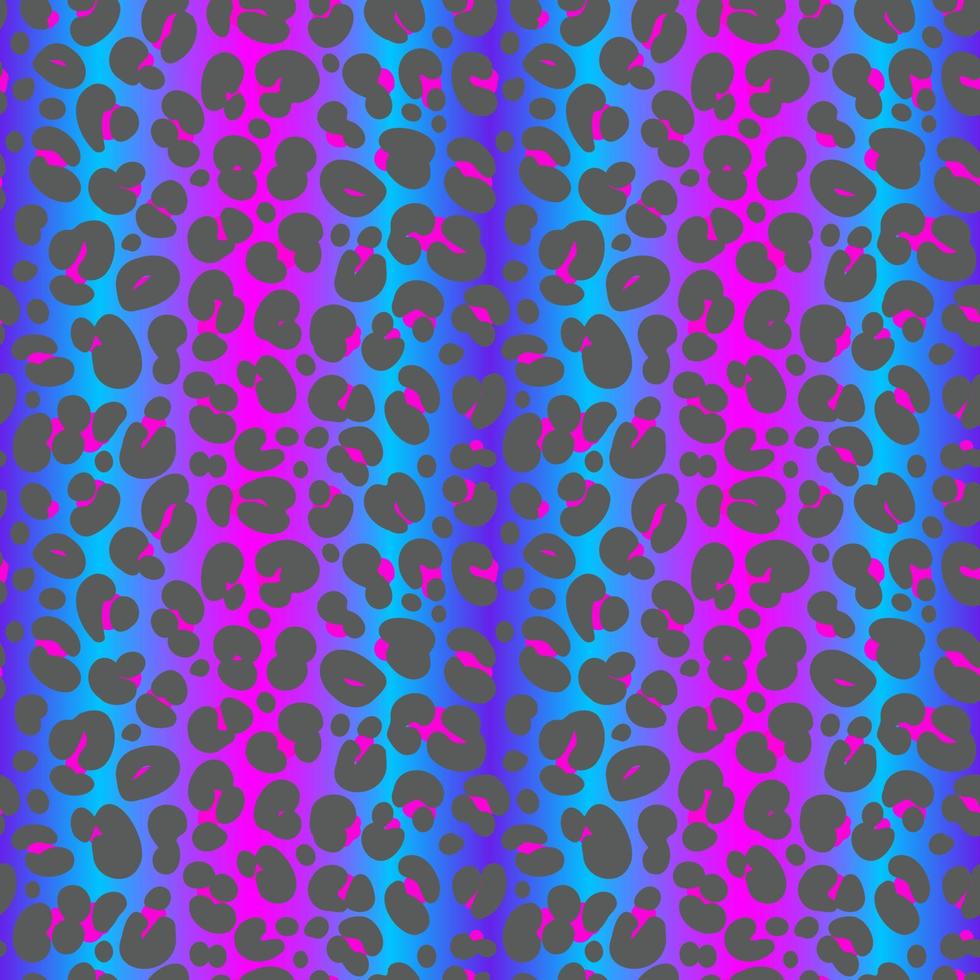 Neon leopard seamless pattern. Bright colored spotted background. Vector rainbow animal print.