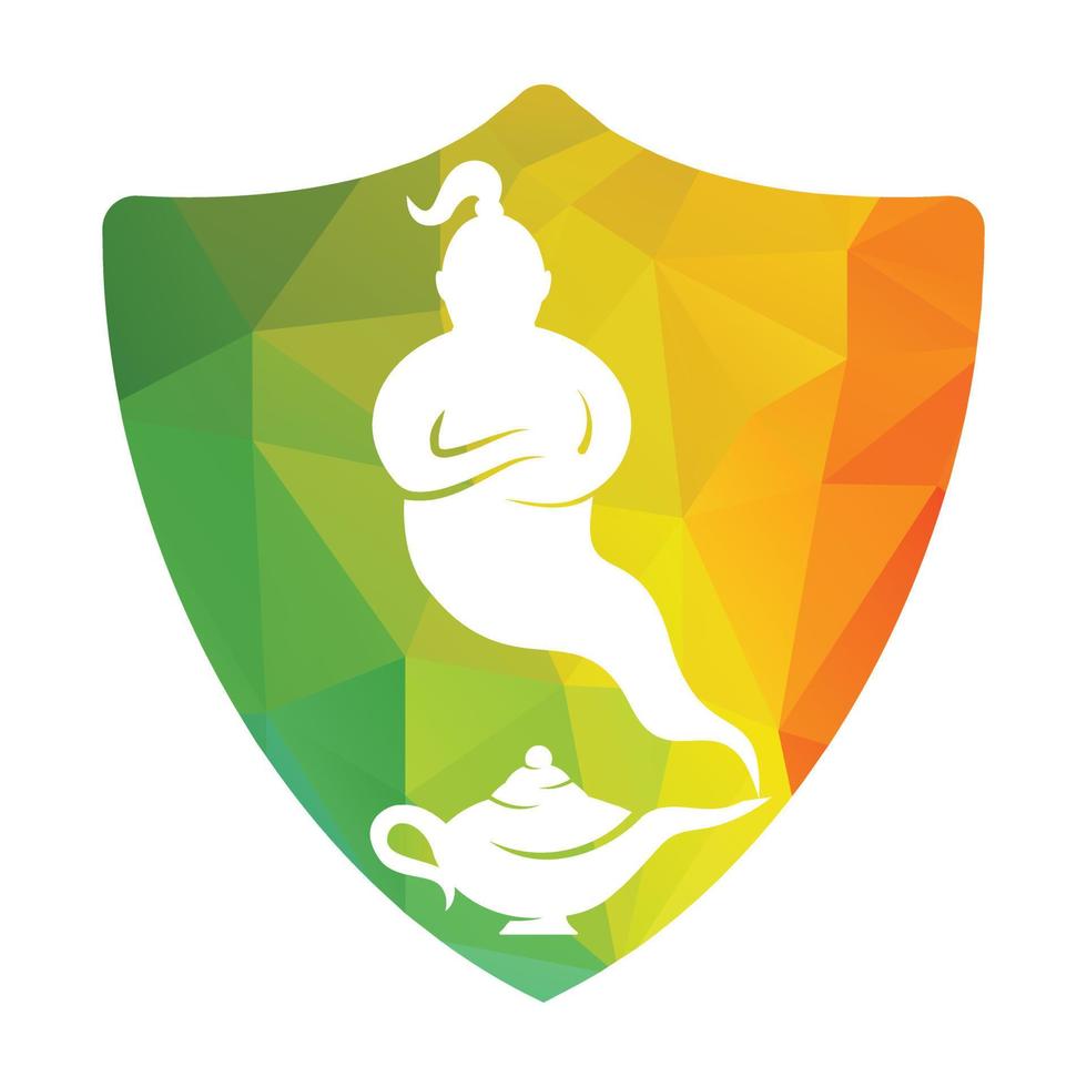 Genie with lamp logo designs vector. Genie and lam logo concept. vector
