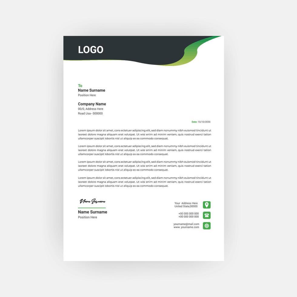 Simple Creative Letterhead Template Design vector