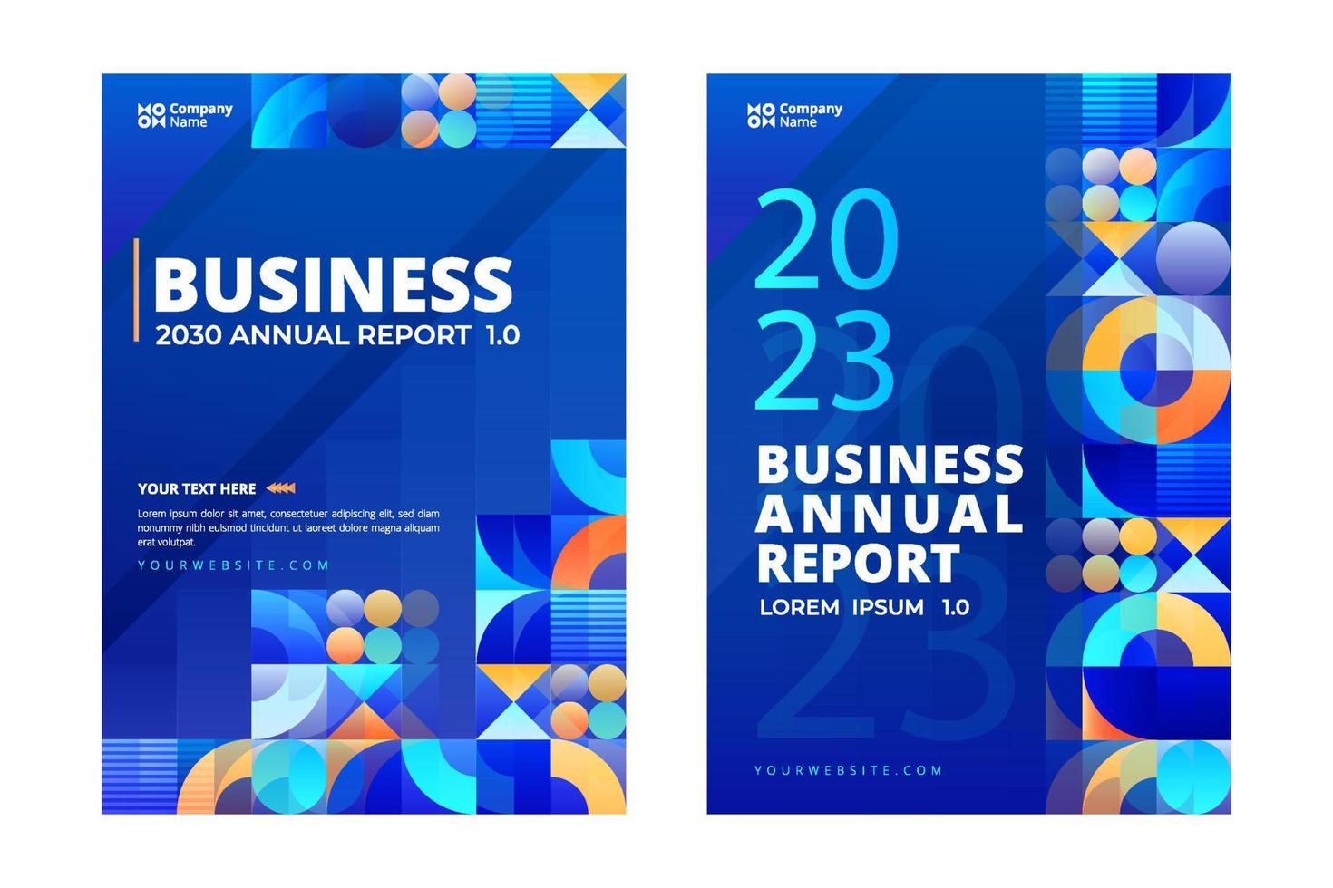 Gradient Dark Blue Business Annual Report Cover Template vector