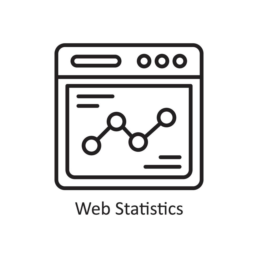 ilustración de diseño de icono de contorno de vector de estadísticas web. símbolo de gestión de datos y negocios en el archivo eps 10 de fondo blanco