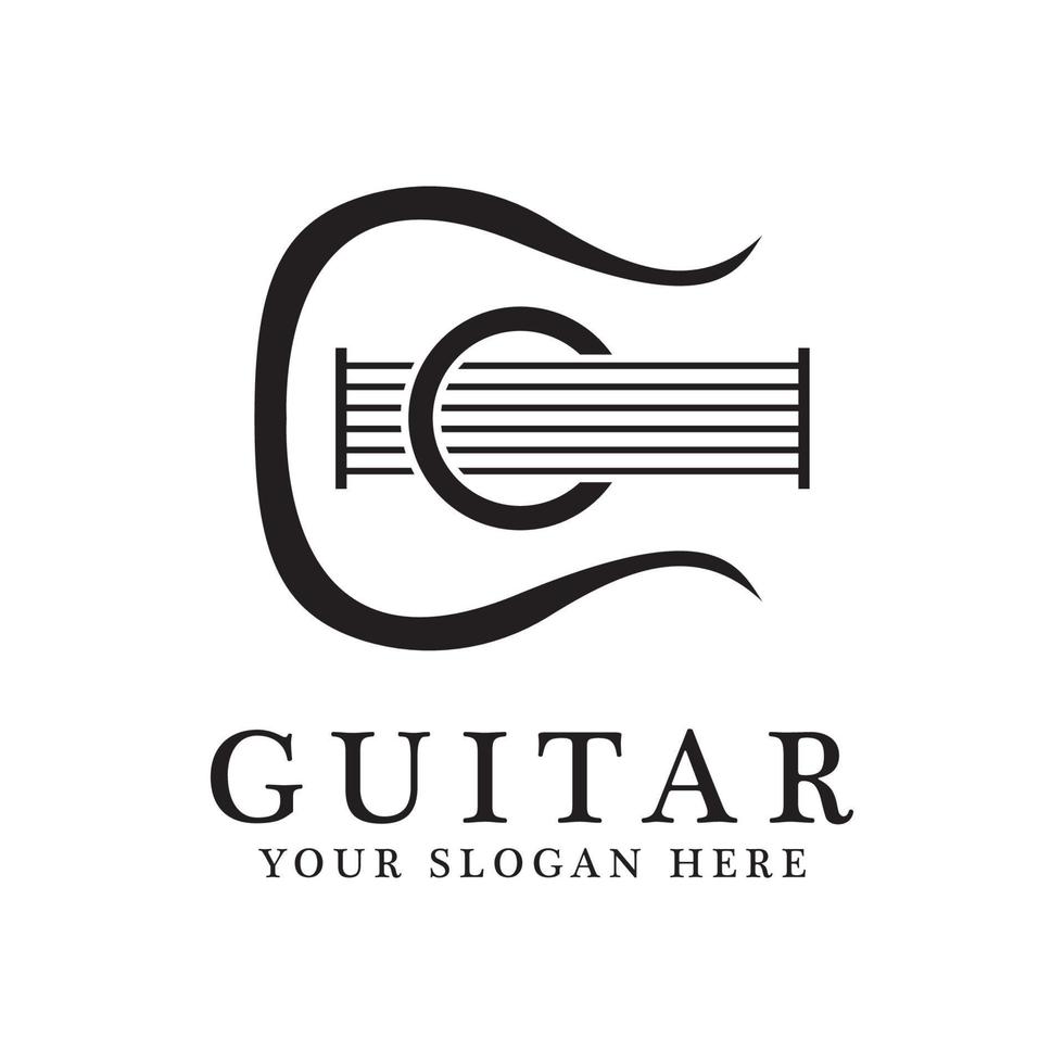 icono de diseño de logotipo de guitarra y vector de símbolo