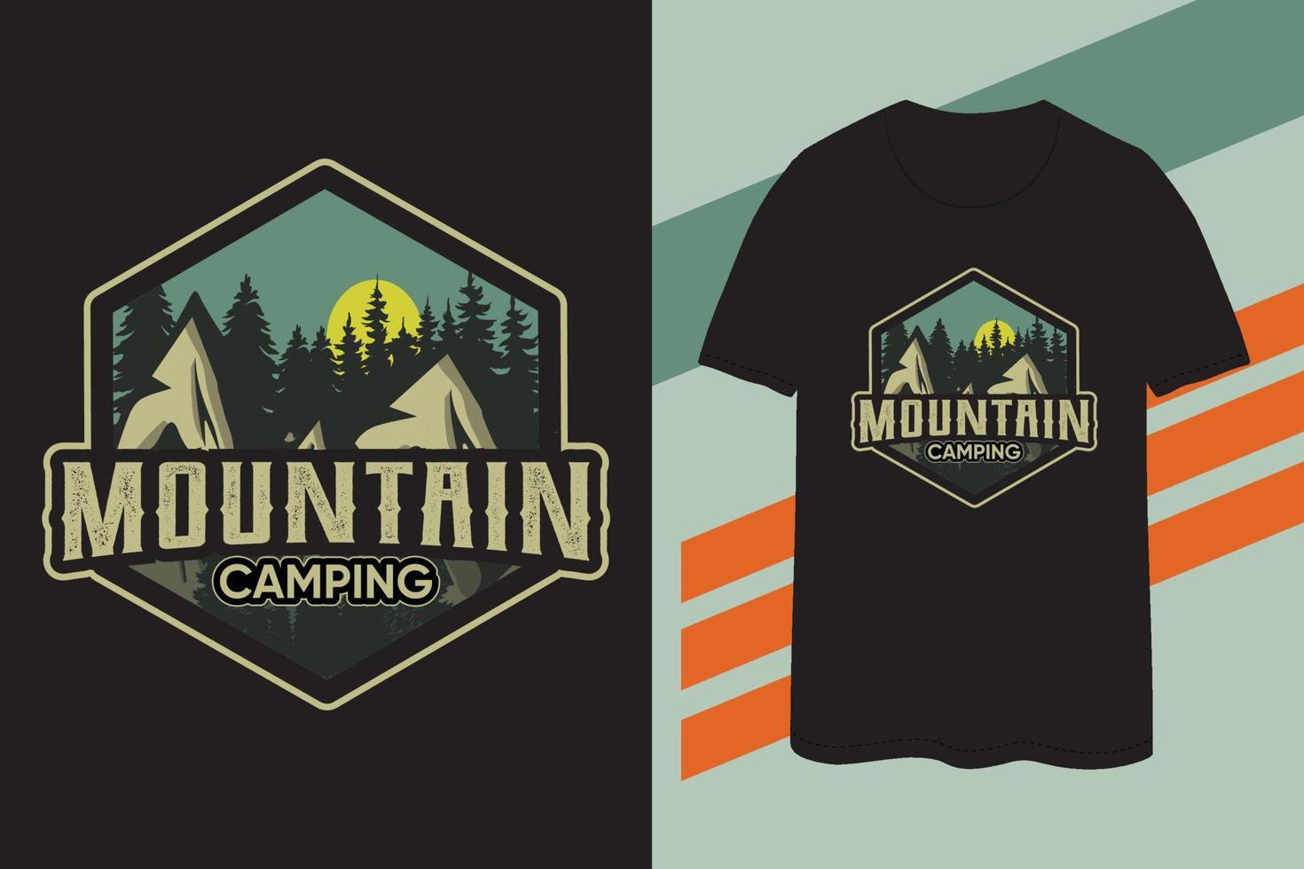 diseño de camiseta de camping de montaña 2023 vector