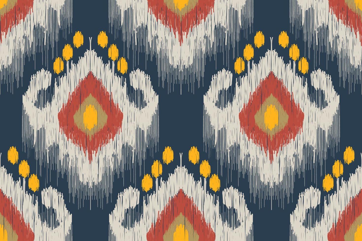 Ikat floral paisley embroidery on blue background.geometric ethnic oriental seamless pattern traditional.Aztec style abstract vector illustration.design for texture,fabric,clothing,wrapping,decoration