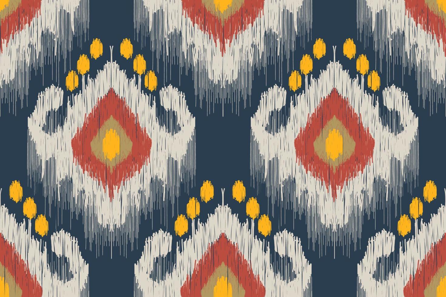 bordado paisley floral ikat sobre fondo azul.patrón geométrico étnico oriental sin fisuras tradicional.ilustración vectorial abstracta de estilo azteca.diseño para textura,tela,ropa,envoltura,decoración vector