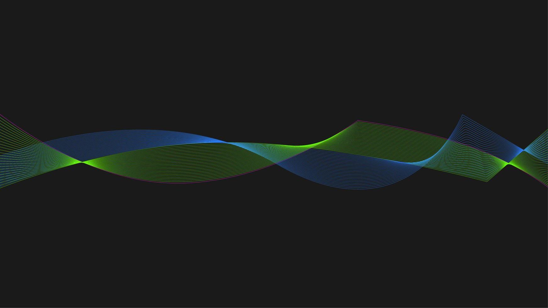 Abstract futuristic wave science, technology banner with blue grid lines on black background. Modern technology design. dynamic linear waves vector