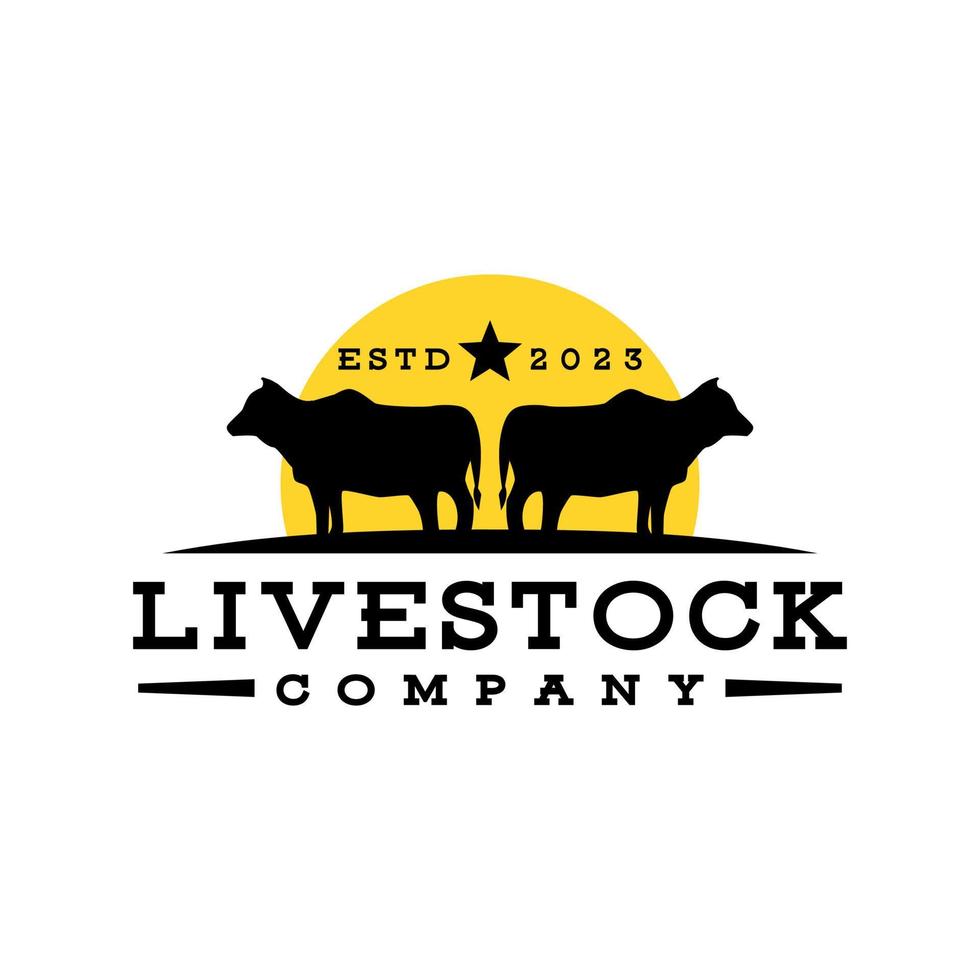 silhouette illustration of a cow for livestock logo. farm company logo vector template.