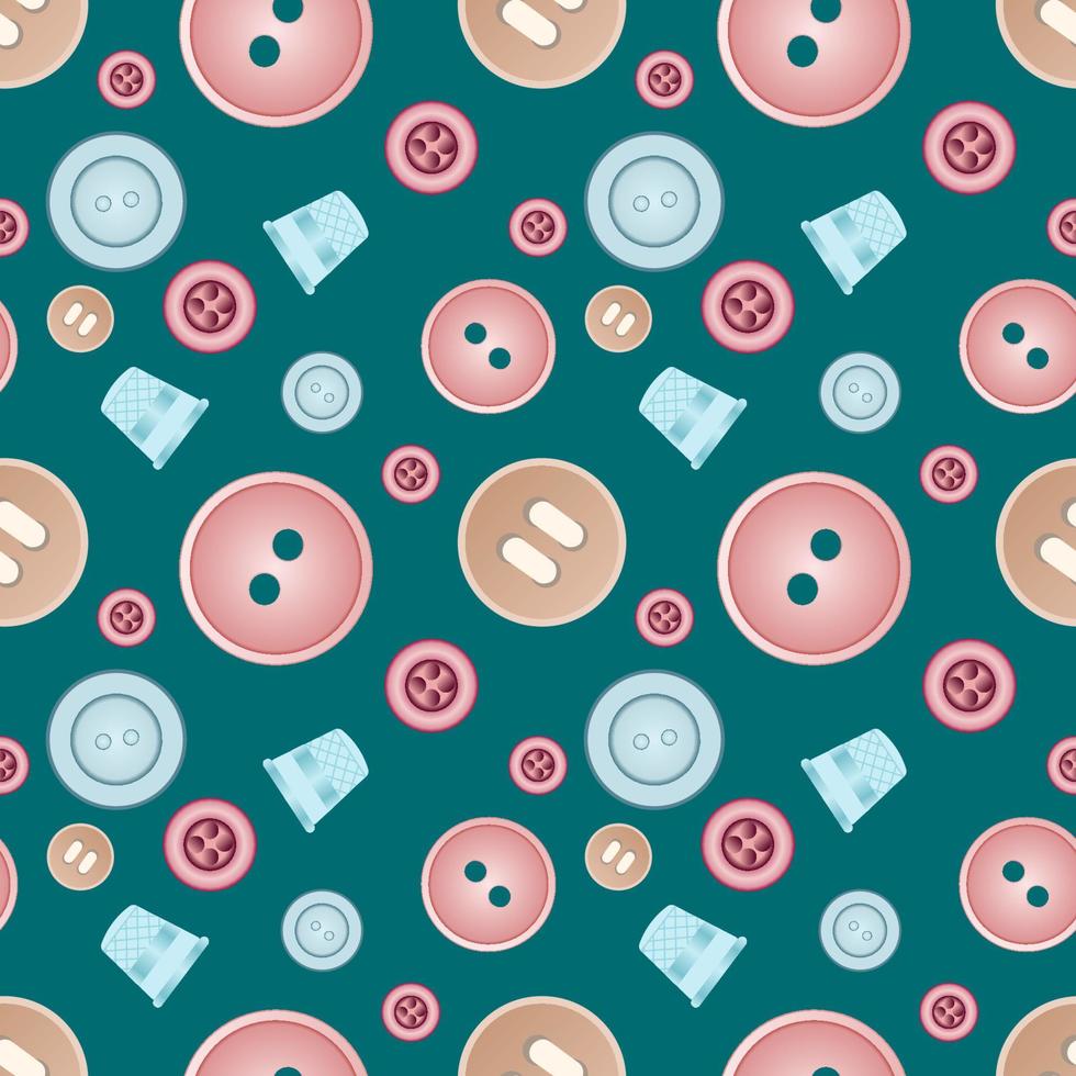 Colourful buttons seamless pattern illustration. Sewing hobby concept. Fashion, interior, wrapping, wall arts, fabric, packaging, web, banner. vector
