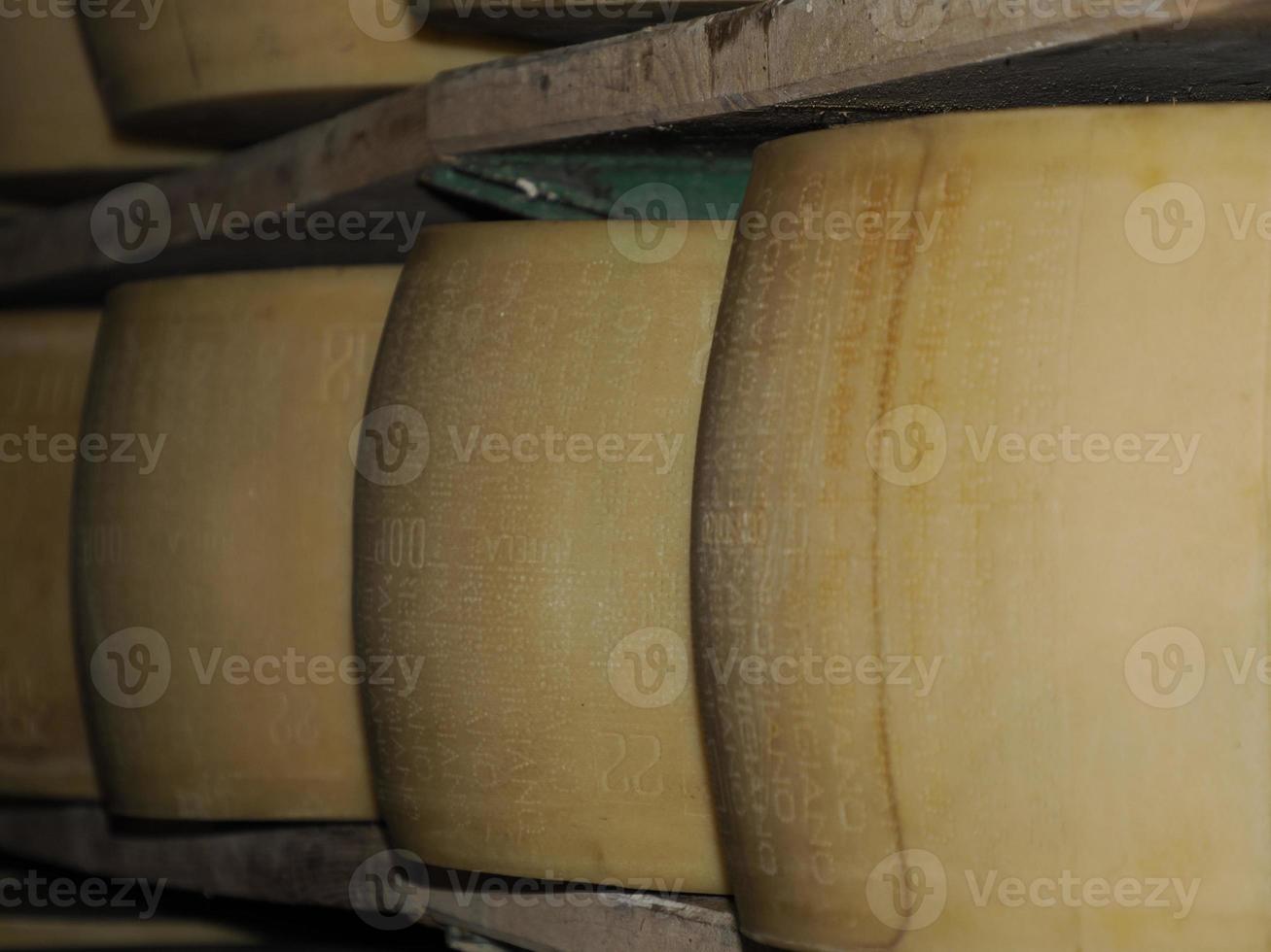 Typical italian cheese Parmigiano Reggiano factory photo