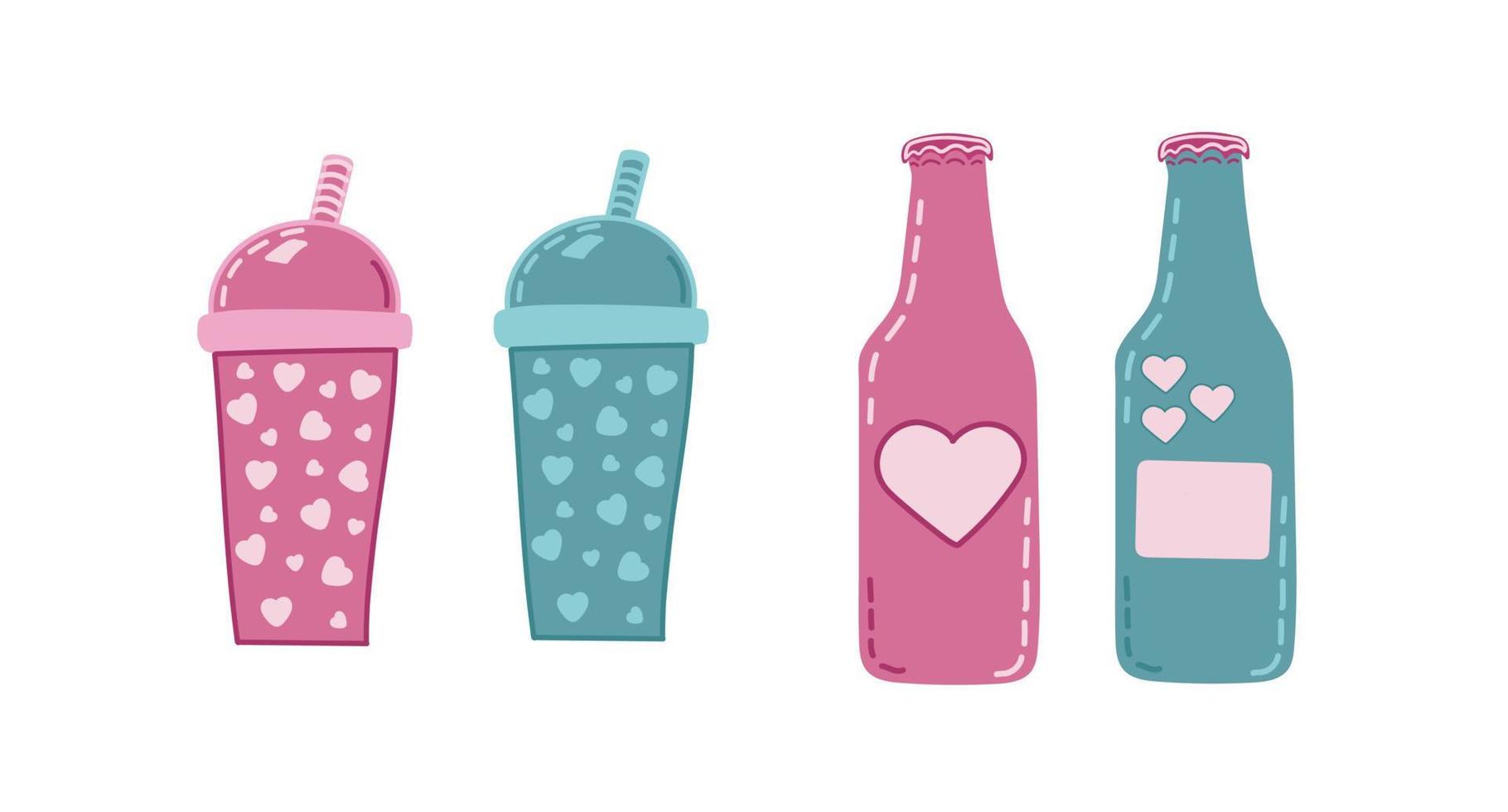 ilustraciones de cócteles dibujadas a mano. colorido conjunto de imágenes prediseñadas de verano. diseño de vacaciones vectorial aislado con elementos decorativos. jugosas bebidas sabrosas. vector