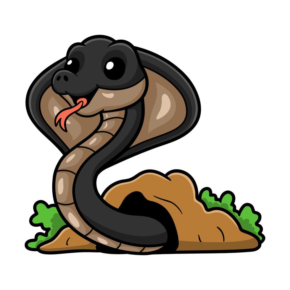 Cute javan spitting cobra cartoon vector