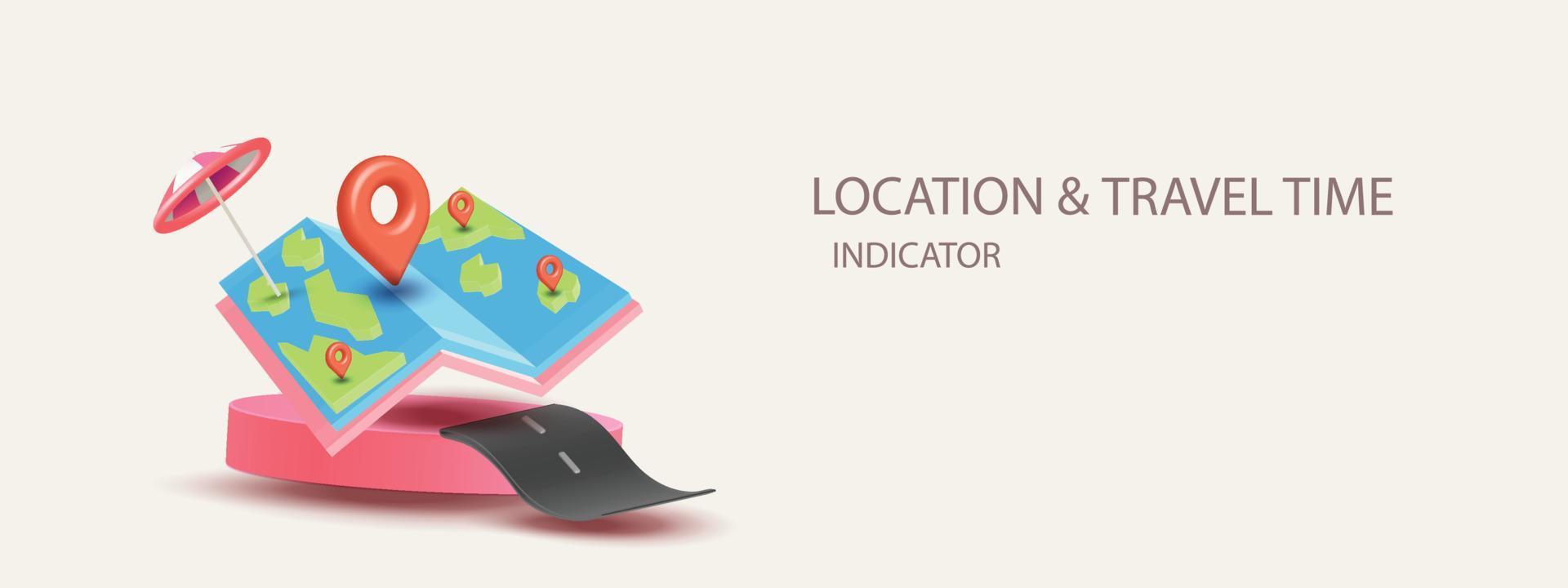 podium with phone internet online 3D World Map icon with pins navigator minimal pink travel vector checking points illustration concept destination plan cartoon