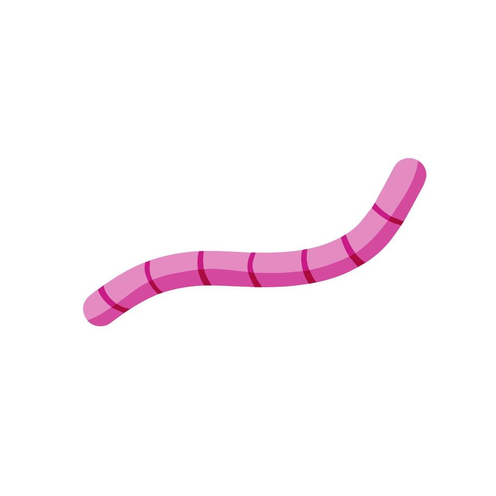 Earthworm. Pink worm and Underground insect. Fishing bait. Flat cartoon illustration vector
