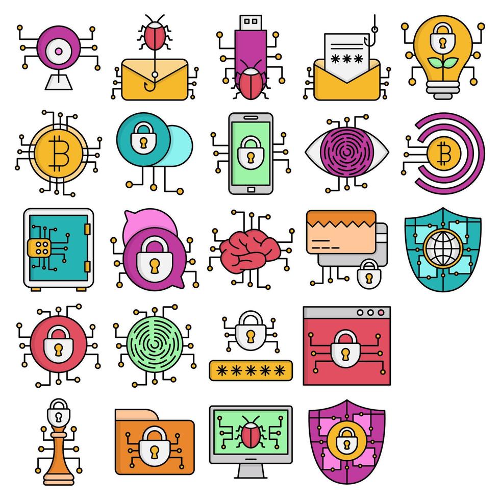 cyber security and network protection icons, suitable for a wide range of digital creative projects. vector