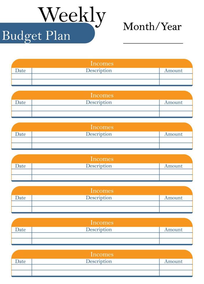 plantilla de planificador de presupuesto semanal profesional vector