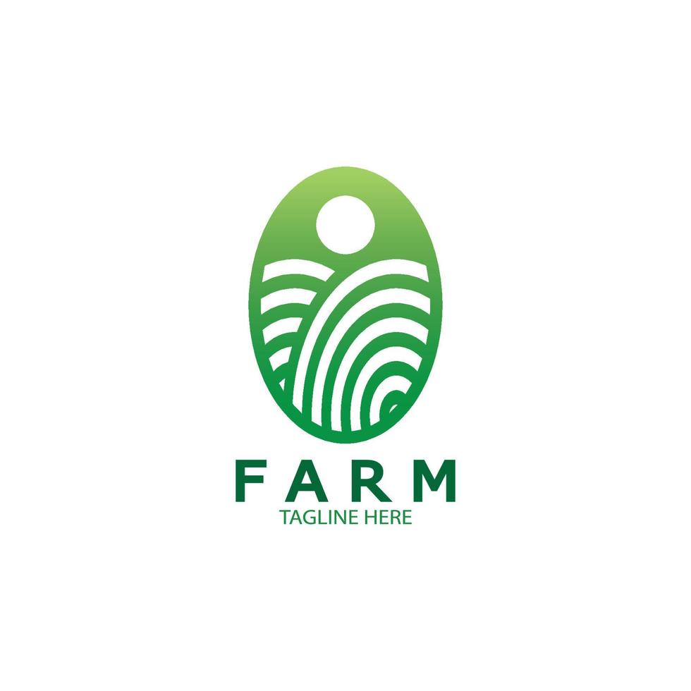 Ilustración de diseño de logotipo orgánico de agricultura agrícola de negocios agrícolas, campo de cultivo, pasto, leche, concepto de diseño, símbolo creativo, icono, plantilla vector