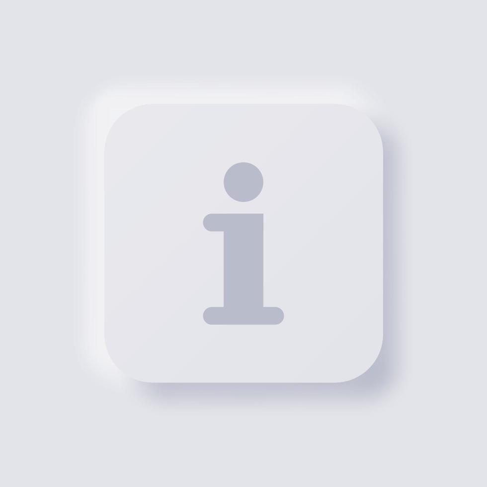 Information button icon, White Neumorphism soft UI Design for Web design, Application UI and more, Button, Vector. vector