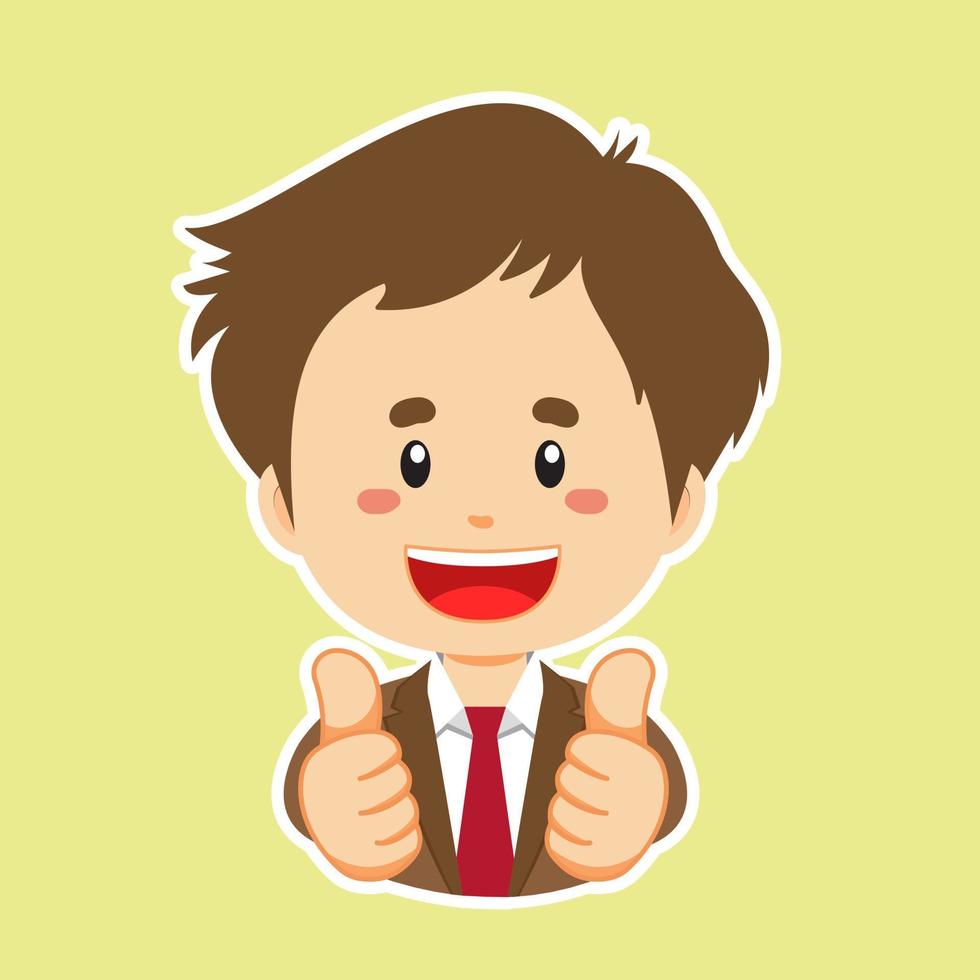 Happy Businessman Character Sticker vector