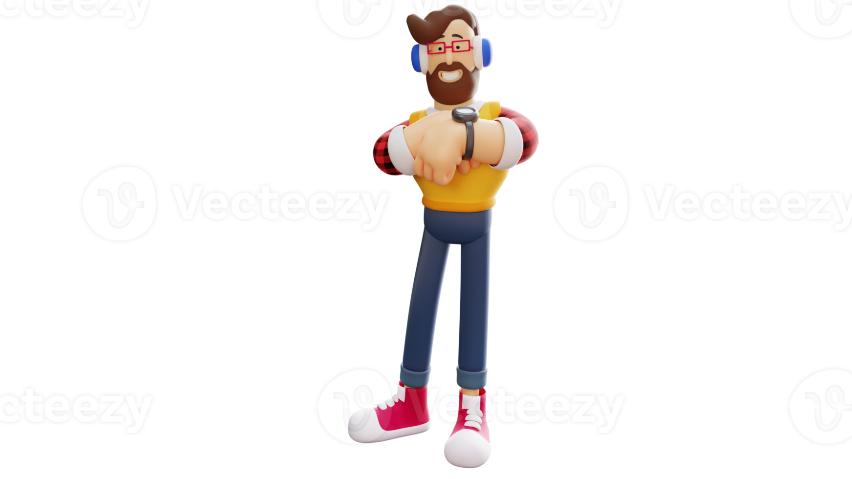 3D illustration. Stylish 3D Male Cartoon Character. Cool young man smiling serenely. Cool guy with his arms facing forward. walked with a smile. 3D Cartoon Character png