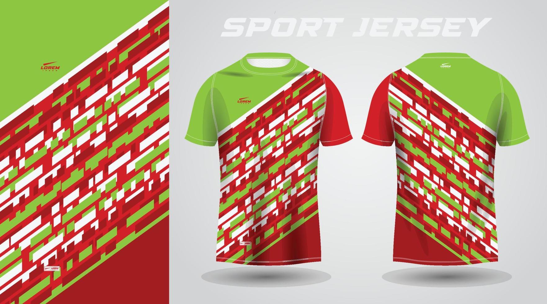 diseño de camiseta deportiva de camisa verde roja vector