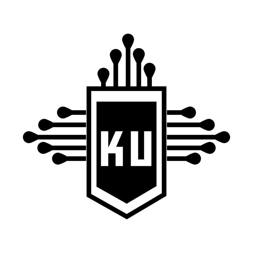 diseño del logotipo de la letra ku. diseño creativo inicial del logotipo de la letra ku. concepto creativo del logotipo de la letra de las iniciales ku. diseño de letras ku. vector