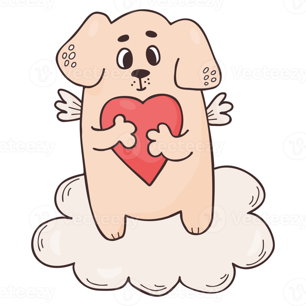 dog cupid on cloud. sticker png