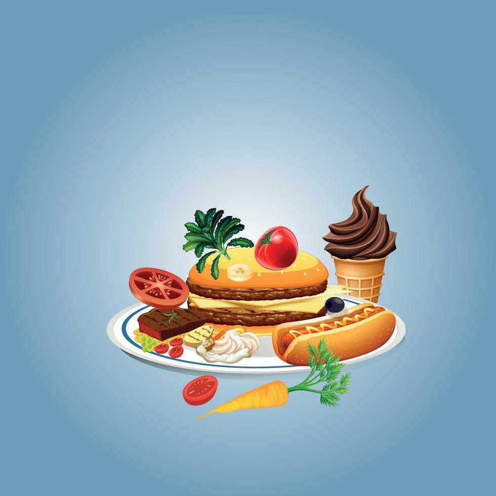Delicious Healthy food and traditional restaurants, cooking, menu, vector illustration